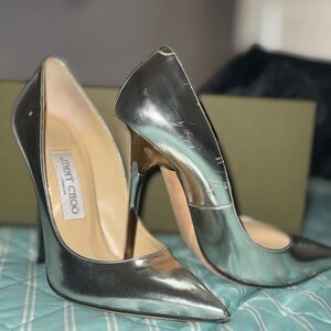 Jimmy Choo Metallic Silver Heels